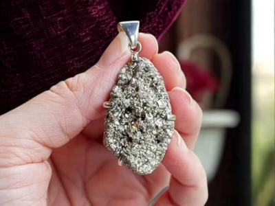 Beautiful pyrite pendant in silver