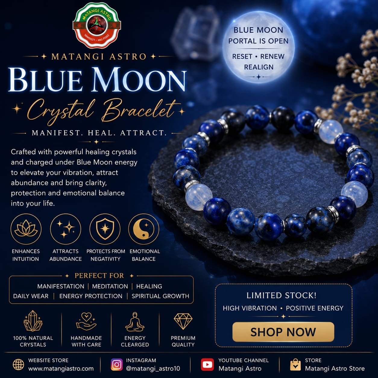 Blue Moon Crystal Bracelet